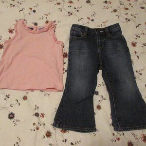 Koala Kids Light Pink Top with Ruffles and Baby Gap Bootcut Denim Jeans